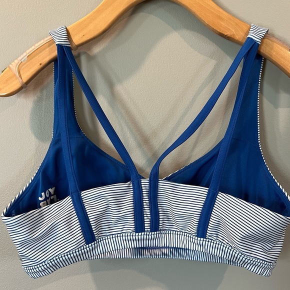 JoyLab Blue White Striped Strappy Sports Bra Medium - Picture 3 of 5